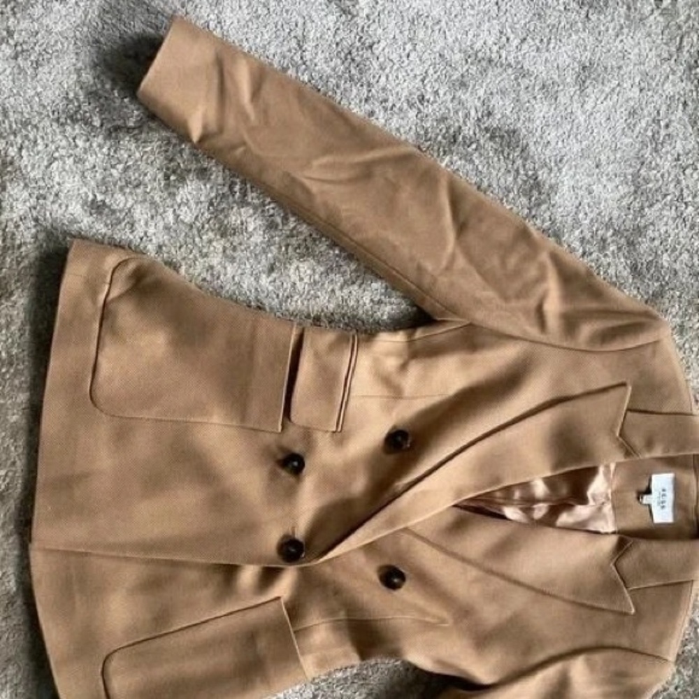 Reiss Tan Double-Breasted Blazer